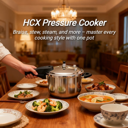 Cooker handles frying, boiling, simmering, and stewing easily. Mirror-finish stainless steel,