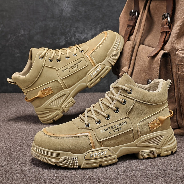 1 Pair MAINALUN Men'S All-Season Low-Top Lace-Up Ankle Boots - /Tan/Tan - Upper,