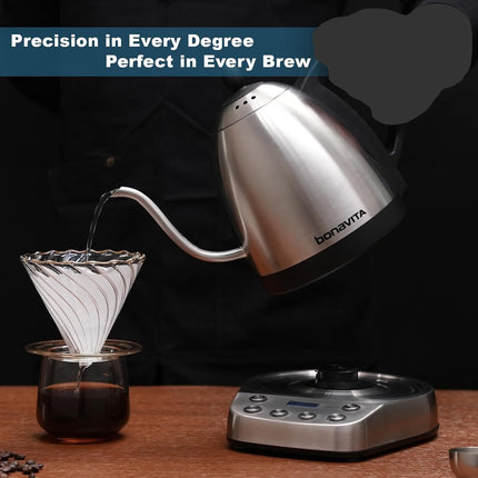 Electric Gooseneck Kettle 1L – Bonavita, Stainless Steel, Temp Control, Fast Boil