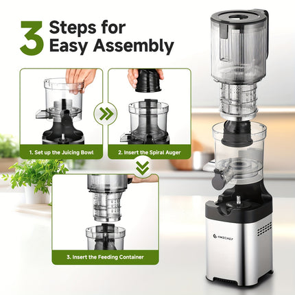 Professional Slow Juicer 126mm Extra Wide Feed Chute Fits Whole Fruits & Vegetables Cold Press Technology -