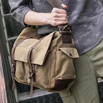 Large Capacity Vintage Crossbody Bag, Reasonably Partitioned, Durable And Washable Shoulder Bag