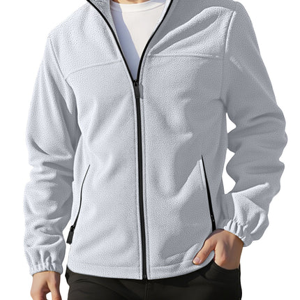Men's Polar Fleece Jacket Outdoor Zipped Stand Collar Coat