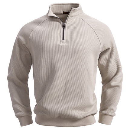 Zipper Sweater Stand-up Collar All-match Fleece Men's Sweater Top