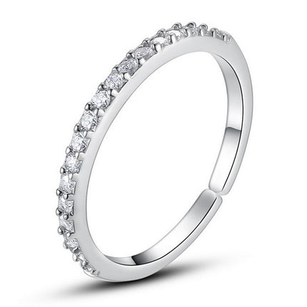A Single-row Diamond-studded Zircon Micro-pave Open Ring