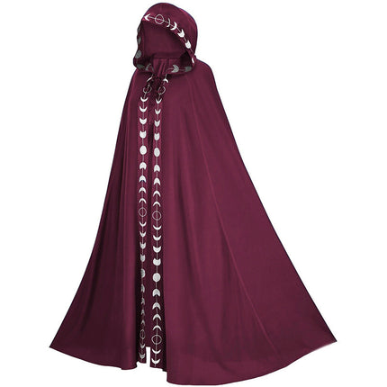 Hooded Cloak Medieval Renaissance 5 Color Printed Cloak Halloween Cosplay Costume
