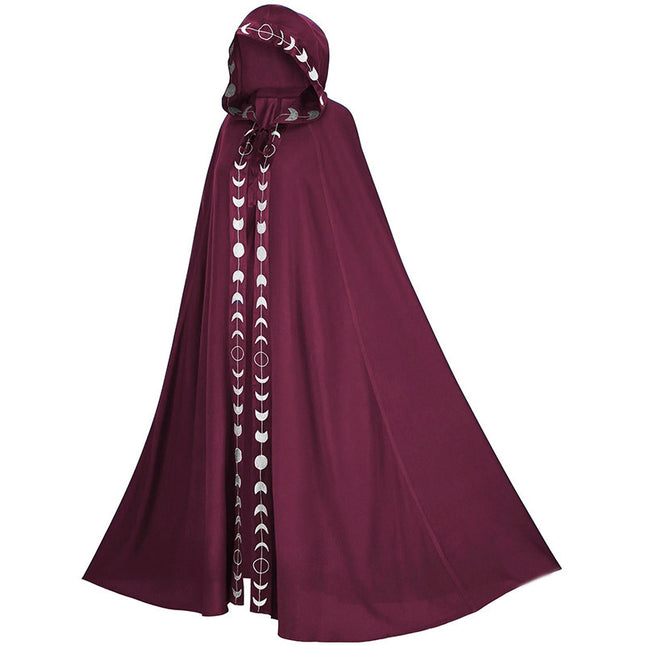 Hooded Cloak Medieval Renaissance 5 Color Printed Cloak Halloween Cosplay Costume