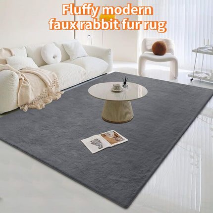 Fluffy Modern Faux Rabbit Fur Rug | Washable, Comfortable and Soft, Available in Multiple Sizes