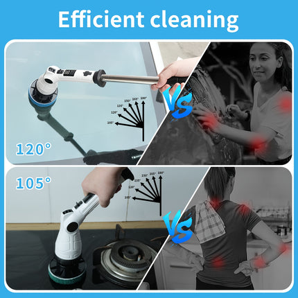 Electric Cleaning Brush, Long Brush for Cleaning Car, 8in 1 & 6in 1 Multiple Accessories