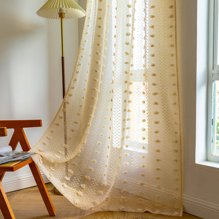 Bohemian Tufted Textured Embroidered Floral Curtains