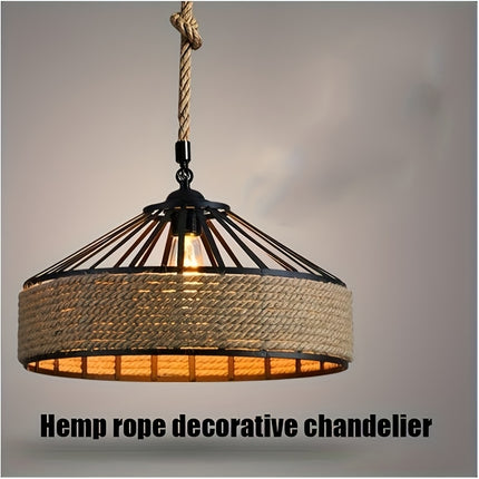 Pendant Light, E27 Base Iron Twine Ceiling Fixture with Woven Design for Living Room, Dining Area
