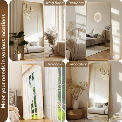 20"x60" Full-Length Mirror with Stand - Large Square Floor Mirror with Aluminum Frame,