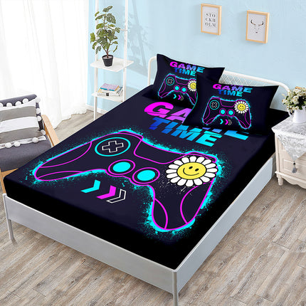Fitted Sheet Duvet Cover Three-piece Gamepad Cool Mattress Cover