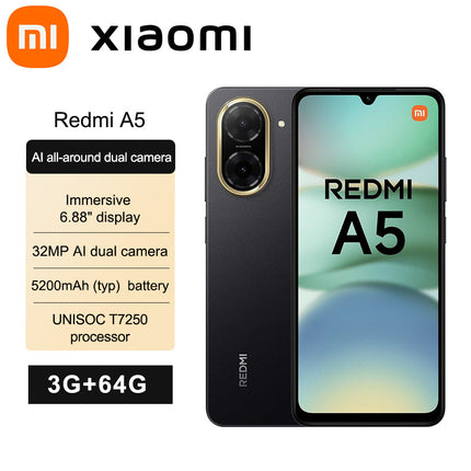 Xiaomi Redmi A5 3GB+64GB, Smartphone 6.88" Large Screen Display, 32MP Main Camera, 5200mAh Battery,