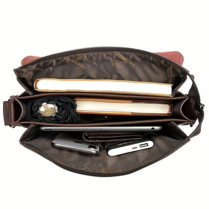 1pc Genuine Men's Shoulder Bag, Large Capacity Casual Crossbody Bag for Travel, Adjustable Strap,
