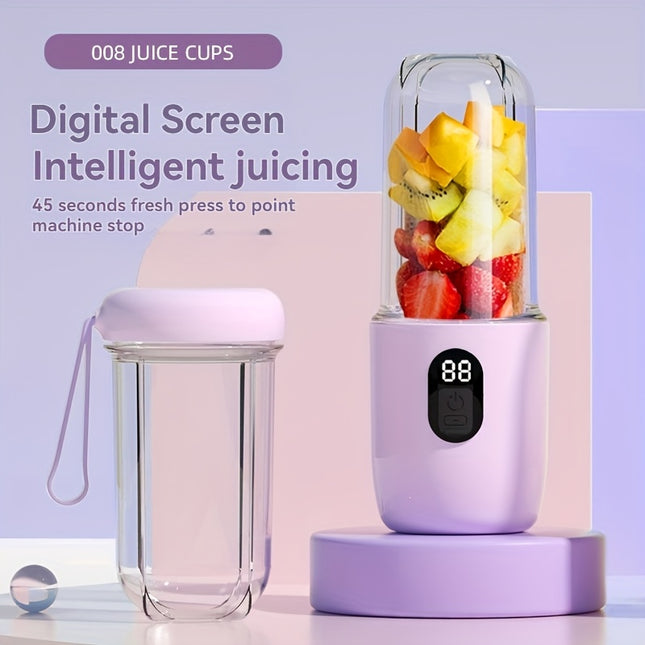 1pc 500ml Wireless Portable Electric Juicer with Digital Screen, Vibrating Strainer, USB Charging, 12 Blades Single-Cup, Multi-Functional Juice Cup Blender for Vegetables, Fruits, and Smoothies - Includes Juice Cup, Juice Cup