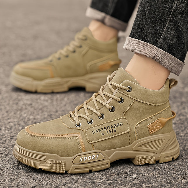 1 Pair MAINALUN Men'S All-Season Low-Top Lace-Up Ankle Boots - /Tan/Tan - Upper,