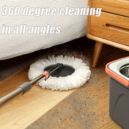 4pcs Family Spin Mop and Bucket, Includes 1 Replacement Cloth and 1 Spray Bottle.