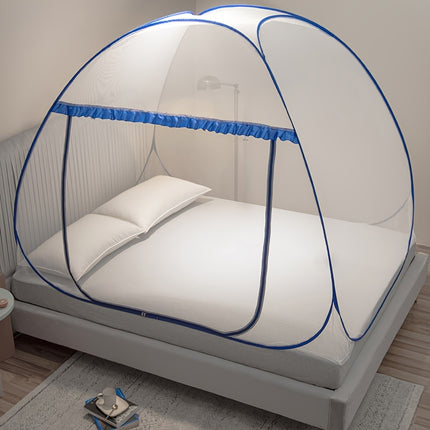 Easy Pop-Up Mongolian Yurt Mosquito Net - 100% Polyester Canopy with Steel Wire Frame - 360-Degree Protection, Portable & Foldable Bed Tent with U-Shaped Zipper - Breathable & Washable - Insect Shield for Bedroom Comfort & Ou