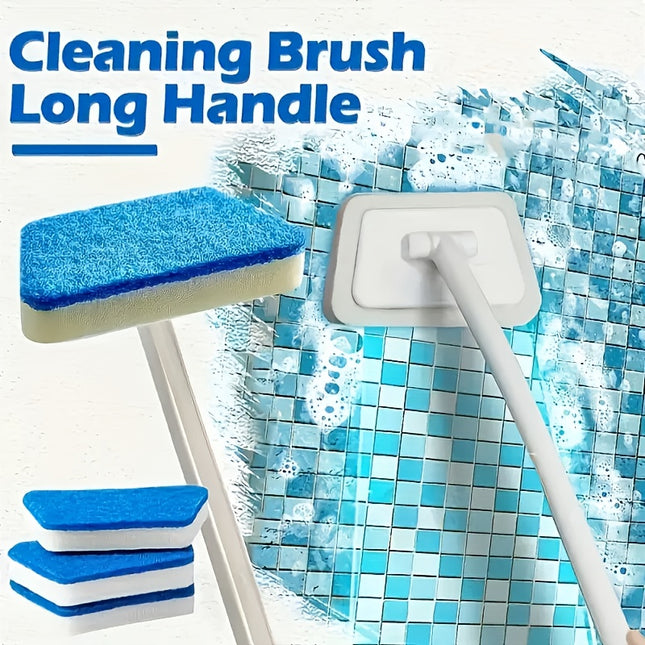 90° Rotating Head Bathroom Wall Brush with Long Handle,