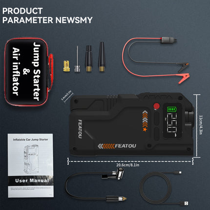 Car Air Compressor Jump Starter with Air Compressor, Battery Jump Starter Portable Peak