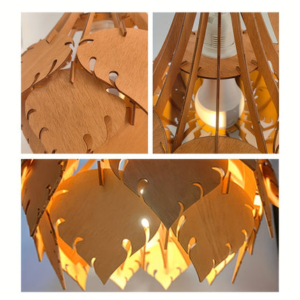 Rustic Farmhouse Wooden Chandelier Lampshade - Easy Assembly, Perfect for Bedroom, Living Room & Kitchen Decor