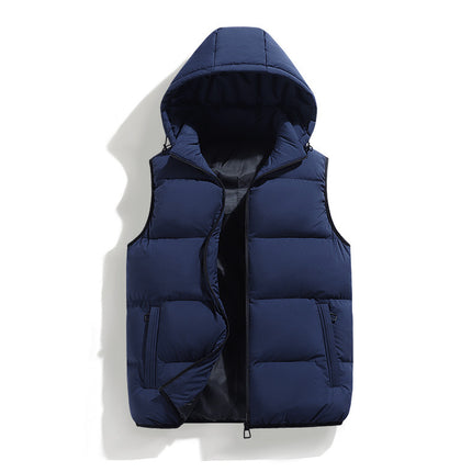 Cotton Casual Detachable Hooded Thickened Thermal Vest