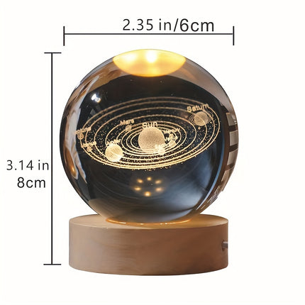 3D laser carved crystal ball colored night light, a holiday gift for family, friends, and colleagues,