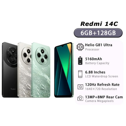 Xiaomi Redmi 14C 4G Smartphone Compatible for - 6.88” 120Hz OLED Display, 50MP AI