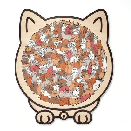 Morandi Cat-shaped Wooden Puzzle
