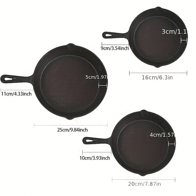 3 Cast Iron Pots with Nozzles - Heavy-duty Pots with Heat-resistant Handles -