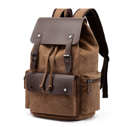 1pc Trendy Retro Canvas Computer Bag Backpack, Student School Bag, Retro Casual Backpack,