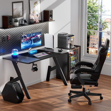 Gaming Table, Ergonomic Carbon Fiber Gamer Table, 120/140cm Computer Table with Cup Holder