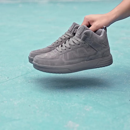 Outdoor Casual Sneakers - Beige PU Upper, MD Sole & EVA Cushioning, Breathable Fabric Lining