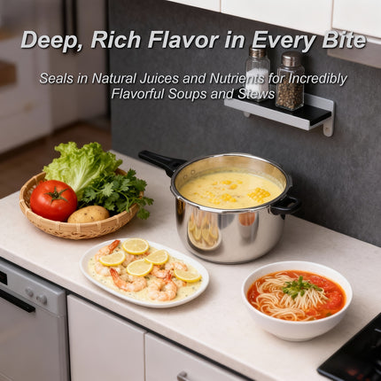 HCX 32cm Pressure Cooker with Thickened Composite Base, Heat-Resistant Handle & Safety Valve