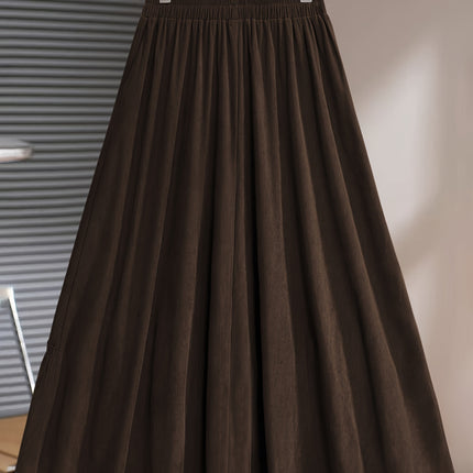 Plus Size, Women's Plus Size Winter Maxi Skirt - Elegant Wide Swing Skirt with Ruffle Hem