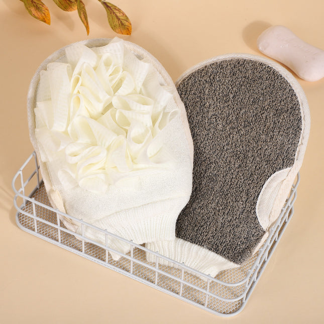 1pc Dual-Sided Exfoliating Mitt - Soft Loofah Body Scrubber Glove for Smooth Skin, Ruffled Cuff Design, Ideal for Shower Use for Men & Women, No Electricity Needed