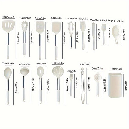 17pcs,Silicone Cooking Utensil Set, Heat Resistant Silicone Cooking Kitchen Utensils Set, Non-stick