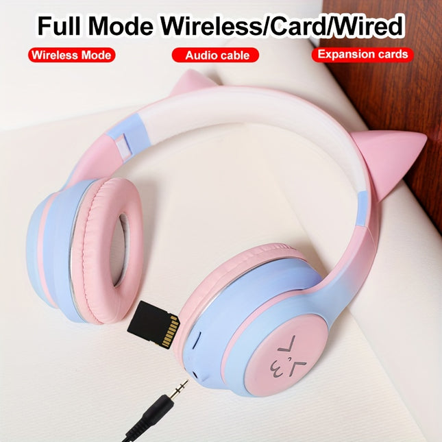 Cat Ear Headphones with Cat Ear Headpieces & RGB HIFI Sound Stereo Sound Compatible