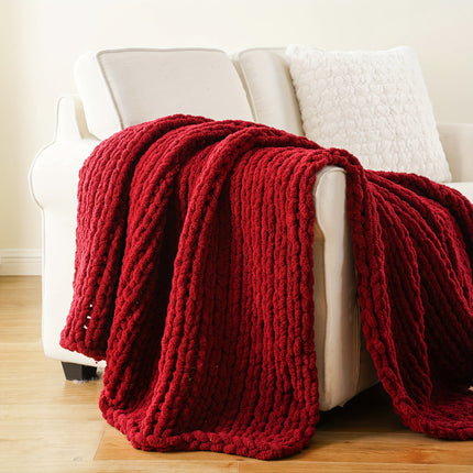 50"x60" Chunky Throw Blanket - Thick & Soft Chenille Yarn Oversized Green