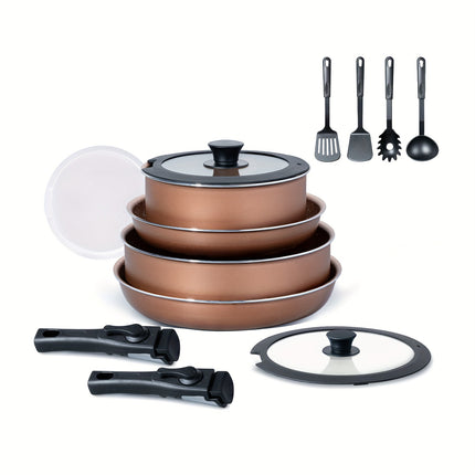 13pcs Kitchen Pots and Pans Set Nonstick, Cookware Sets with Detachable Handles,