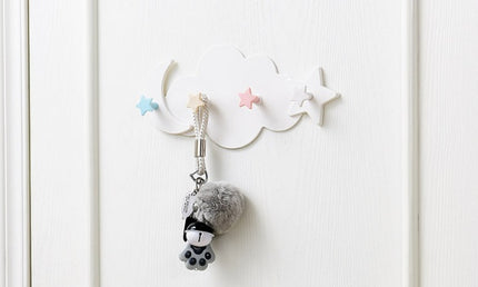 Creative star moon cloud shape without nails hat clothes hooks shelf hanging hanger
