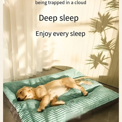 Comfort Stripe Square Pet Bed - Soft, Durable & Scratch-Resistant Dog Mat for Small to Medium Breeds - All-Season Cozy Cat Nest with Removable Polyester Fill