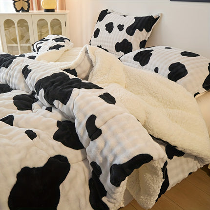 Extra-Thick Fleece Quilt Set- Bedding Set For Christmas Room Decor, Thickened Down Quilt Set,