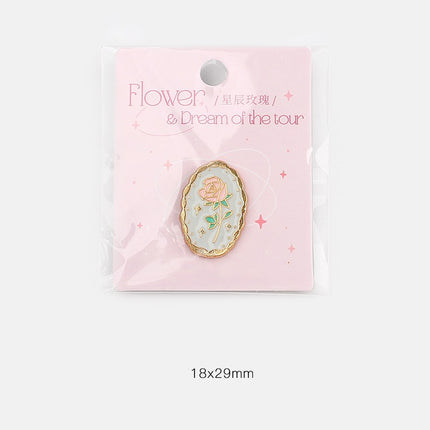 Metal Emblem Flower And Dream Tour Retro Girl Breastpin