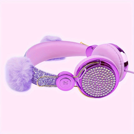 Unicorn Headphones - Earphones Shaped Like a Furry Ball with an Adjustable Headband,