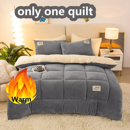 1pc Contemporary Quilted Fleece Blanket Ultra-Soft Plush Microfiber, Thick All-Season Warmth