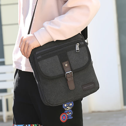 Large-capacity Shoulder Bag, Unisex Vintage Style, Multi-compartment Casual and Durable