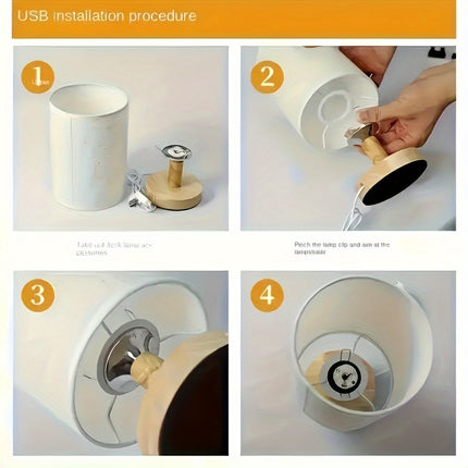 1pc Chic Nordic Style Retro LED Desk Lamp with USB Power, Tri-Color Adjustable Lighting