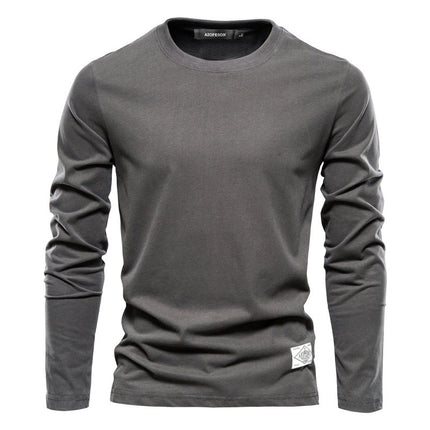 Men's Fashion Casual Exercise Outer Wear Round Neck Cotton Base Shirt