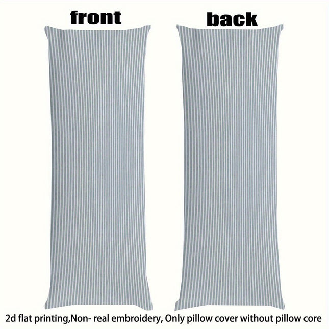 1 Extra-Long Full Body Pillow - 50.8x137.16 cm, Fade-Resistant Blue/Gray Striped Design, Zipper